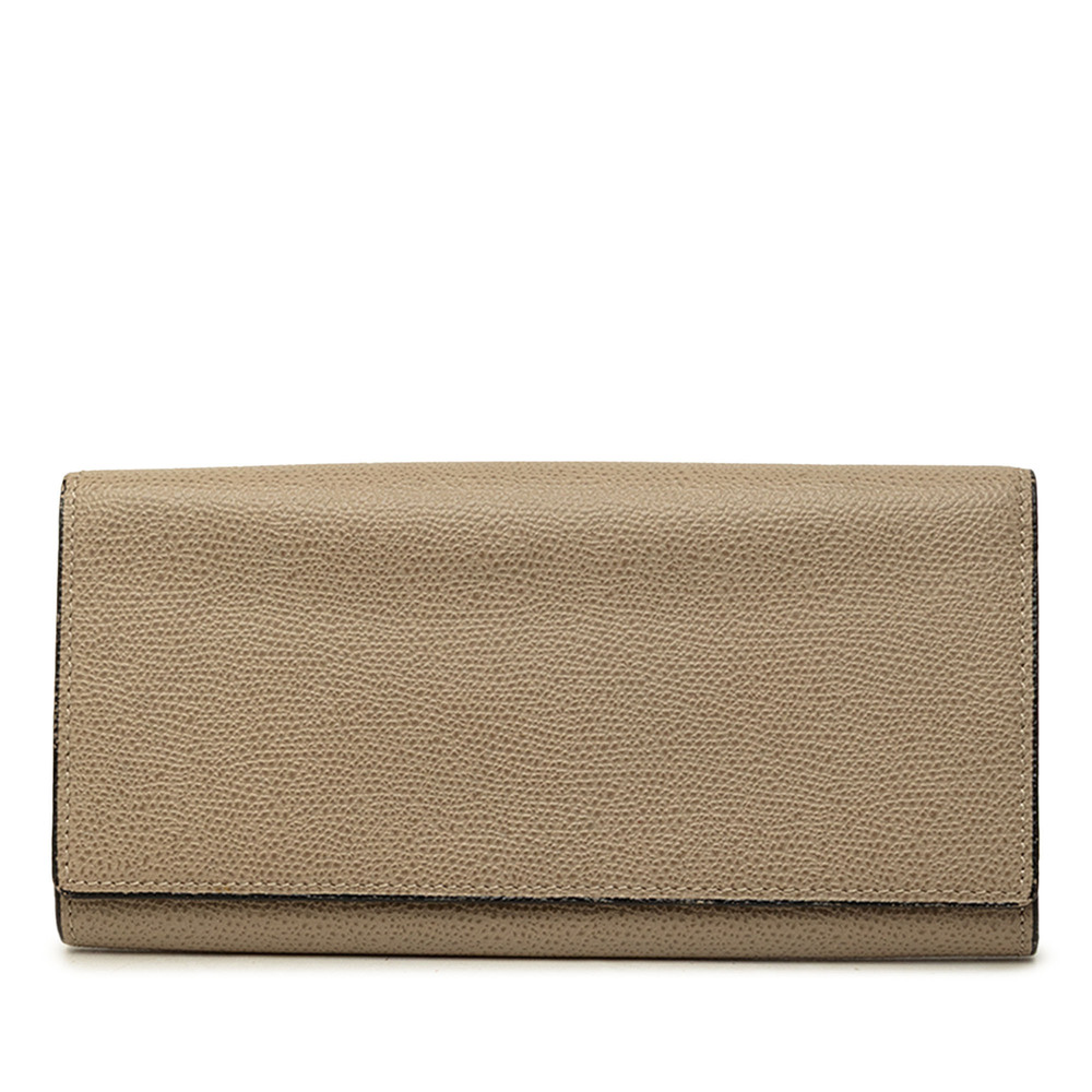Pre-Loved Valextra Grained Calfskin Flap Long Wallet